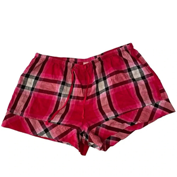 Victoria Secret Pink Plaid Pajama Set Top and Shorts Medium EUC Soft Sexy - Picture 2 of 13